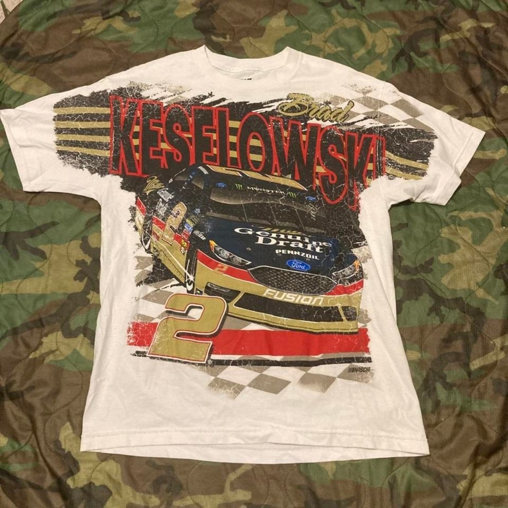 NASCAR Brad Keselowski double sided graphic tee Penske racing licensed L/21